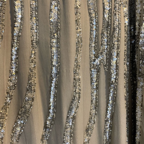 NWT PARKER Beaded Sequin Crew Neck Mini Shift Dress Tan Size M 100% Silk - Picture 13 of 13